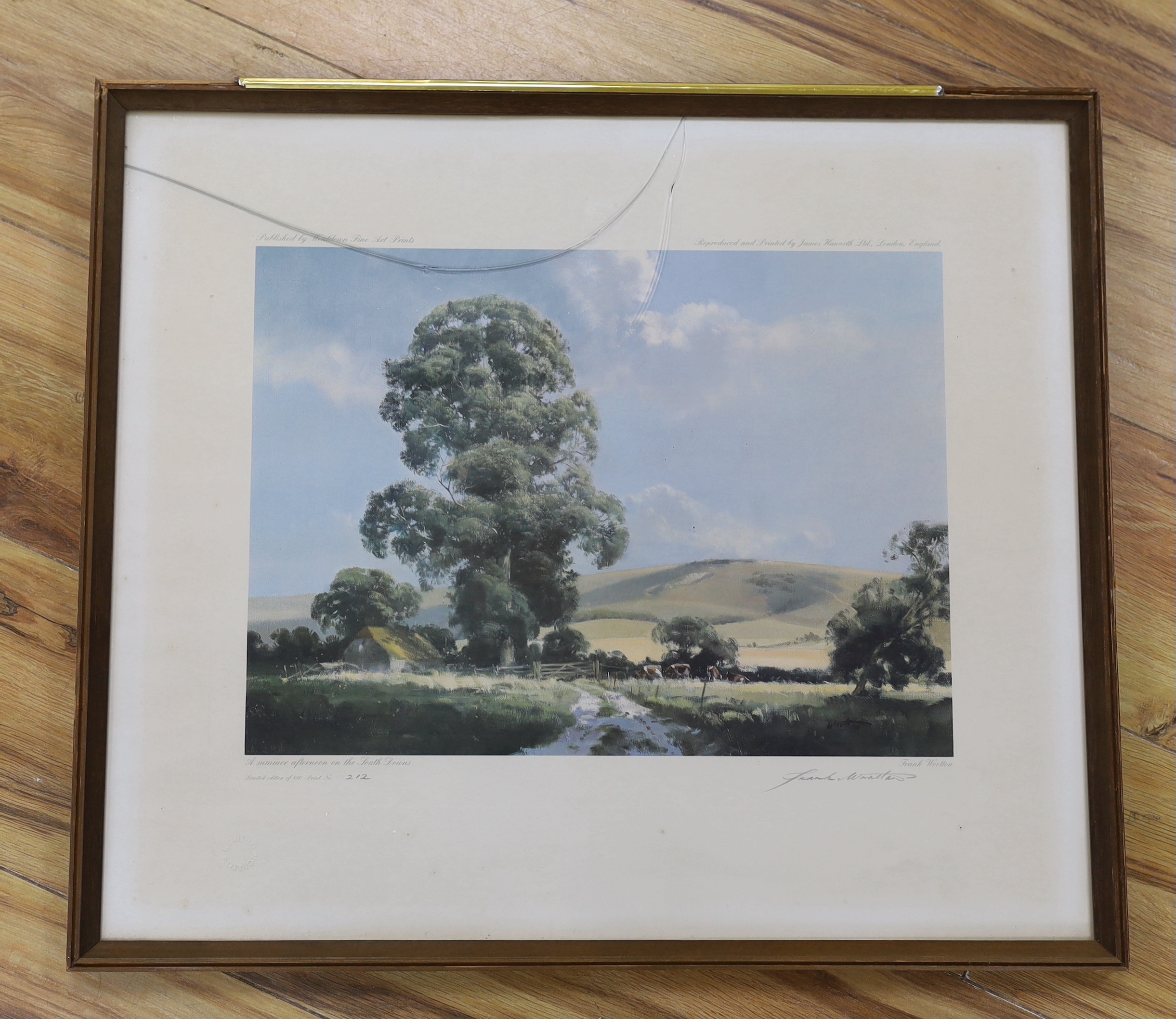 Frank Wootton (1911-1998) pencil signed colour print, Summer Afternoon on the South Downs, limited edition 212/850, 45 x 51cm